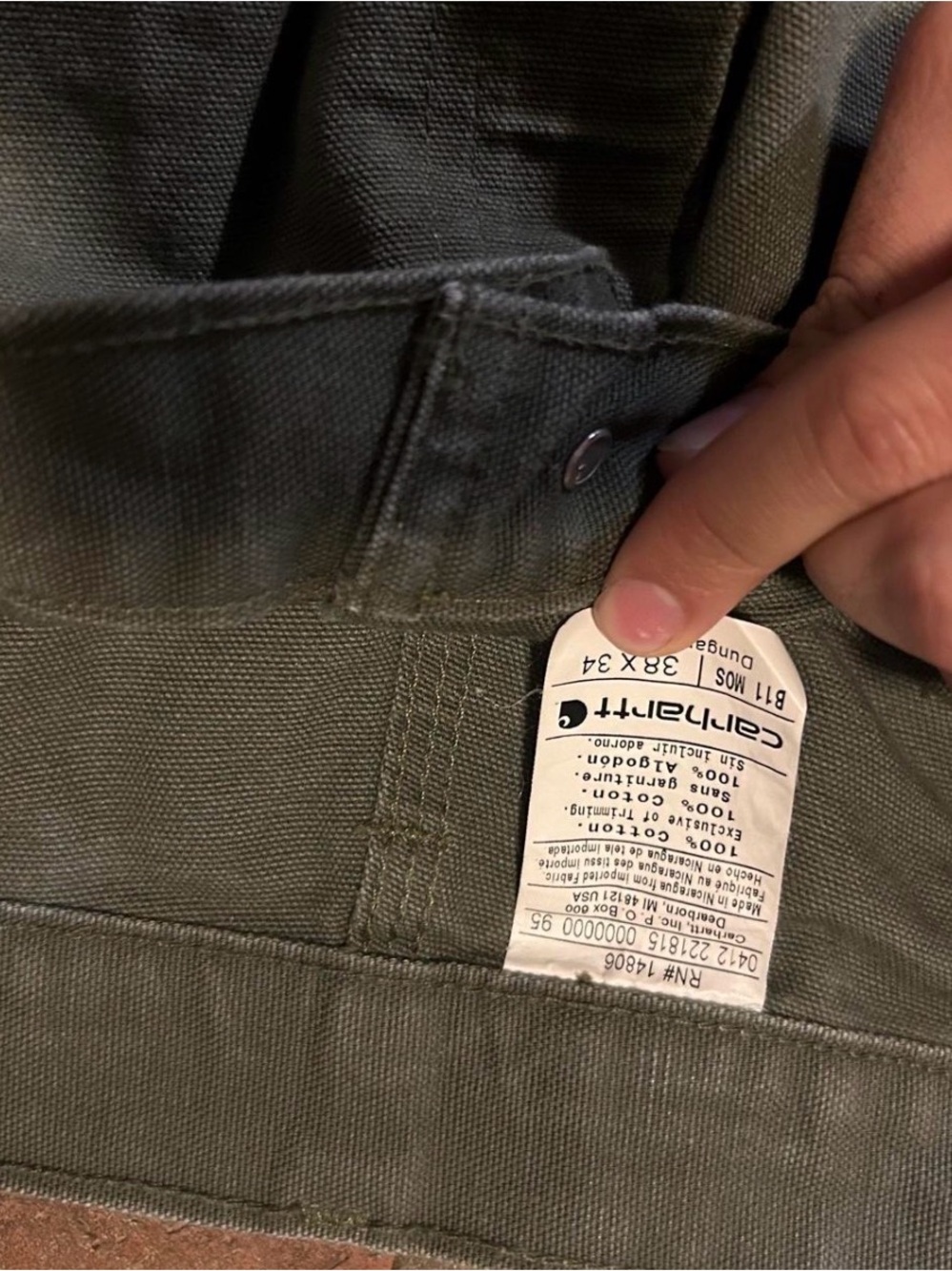 Carhartt Olive Canvas Utility Jacket with Metal Snaps